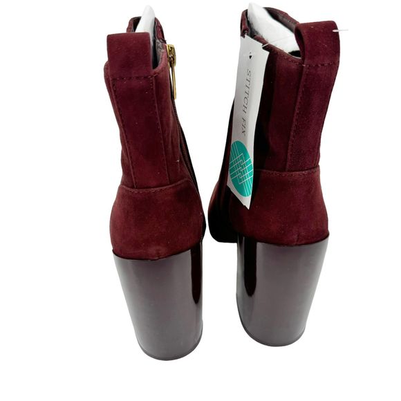 VINCE CAMUTO Enverna Almond-Toe Block Heeled Burgundy Suede Boots size 7.5 NWIB - Picture 14 of 14